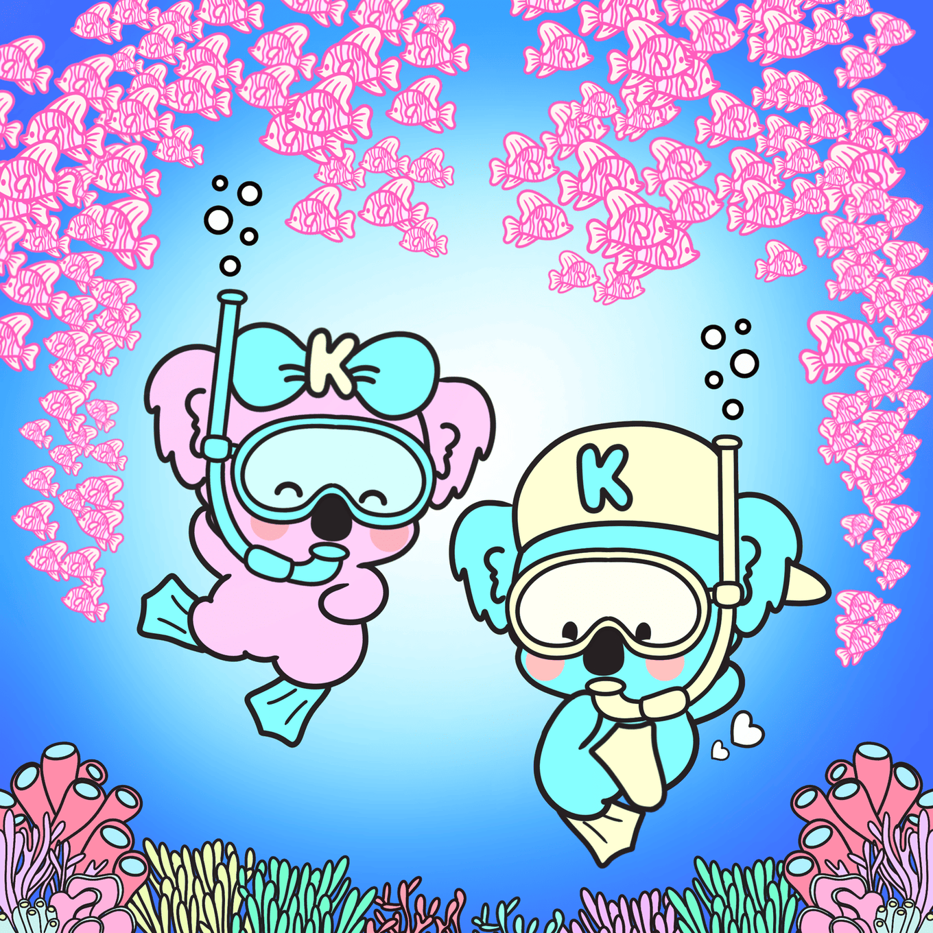 Koko and Kobi snorkelling at the reef