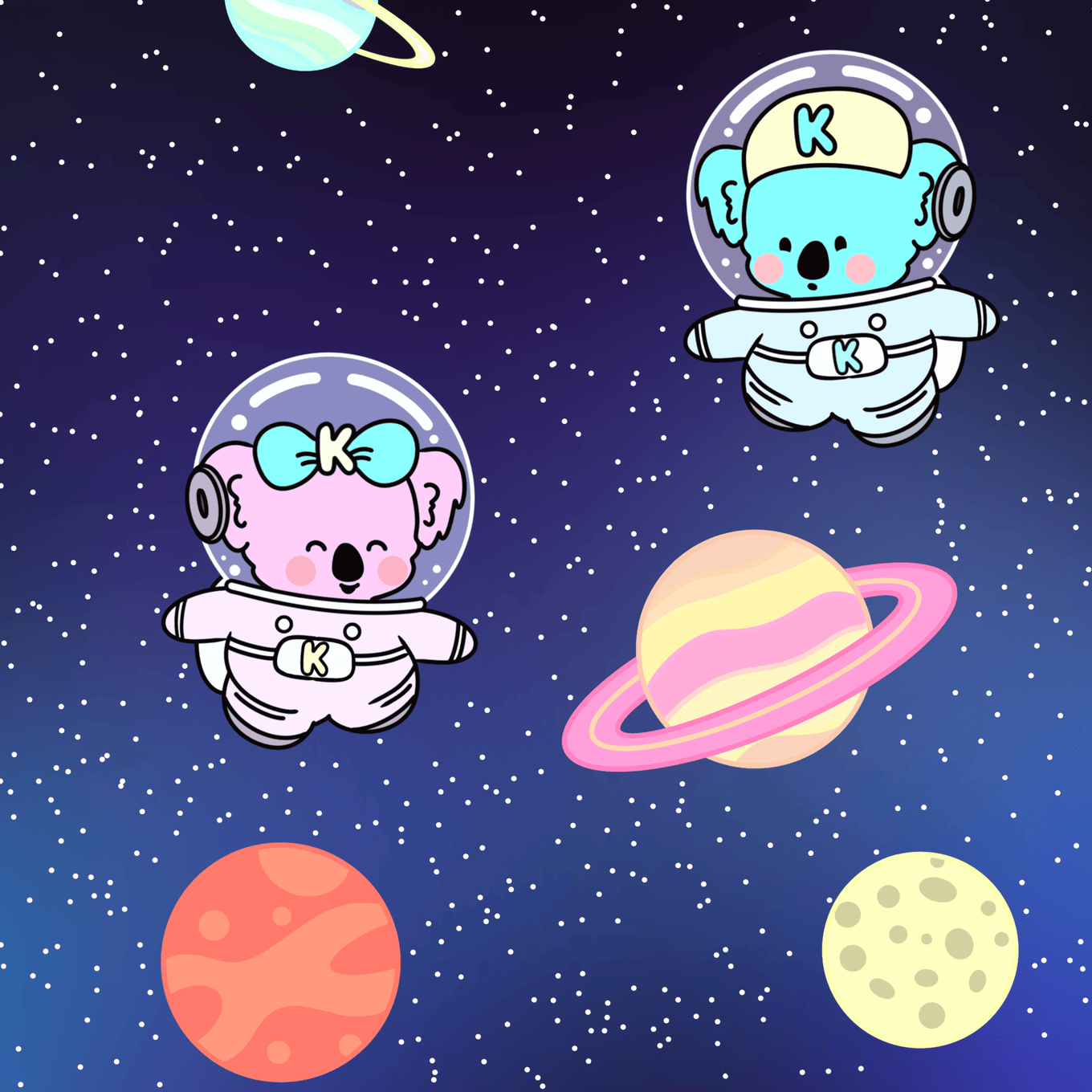 Koko and Kobi floating through space